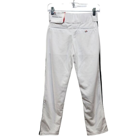 Youth Medium Alleson White Baseball Pants With Black Side Stripe - Picture 2 of 9